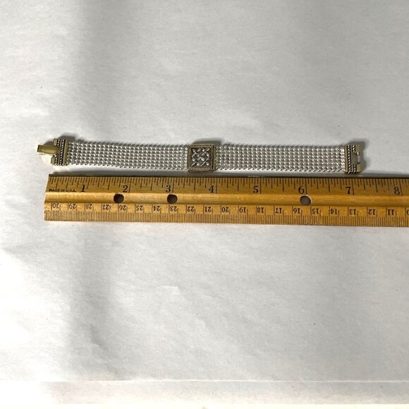 Vintage Napier Gold & Silver-Tone Multi-Strand Bracelet With Geometric Accents - Picture 7 of 9